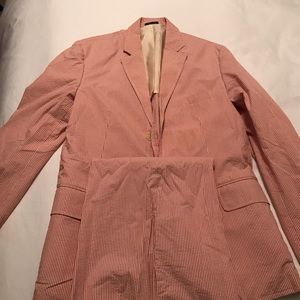J Crew seersucker suit, red, 38R Coat Jacket
